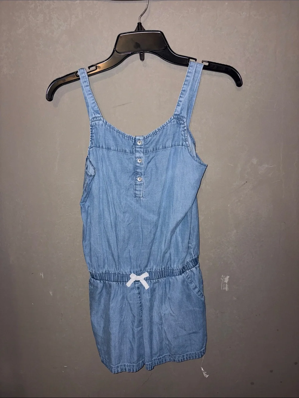 Levi's Light Blue Denim Girls' Romper with Button Front